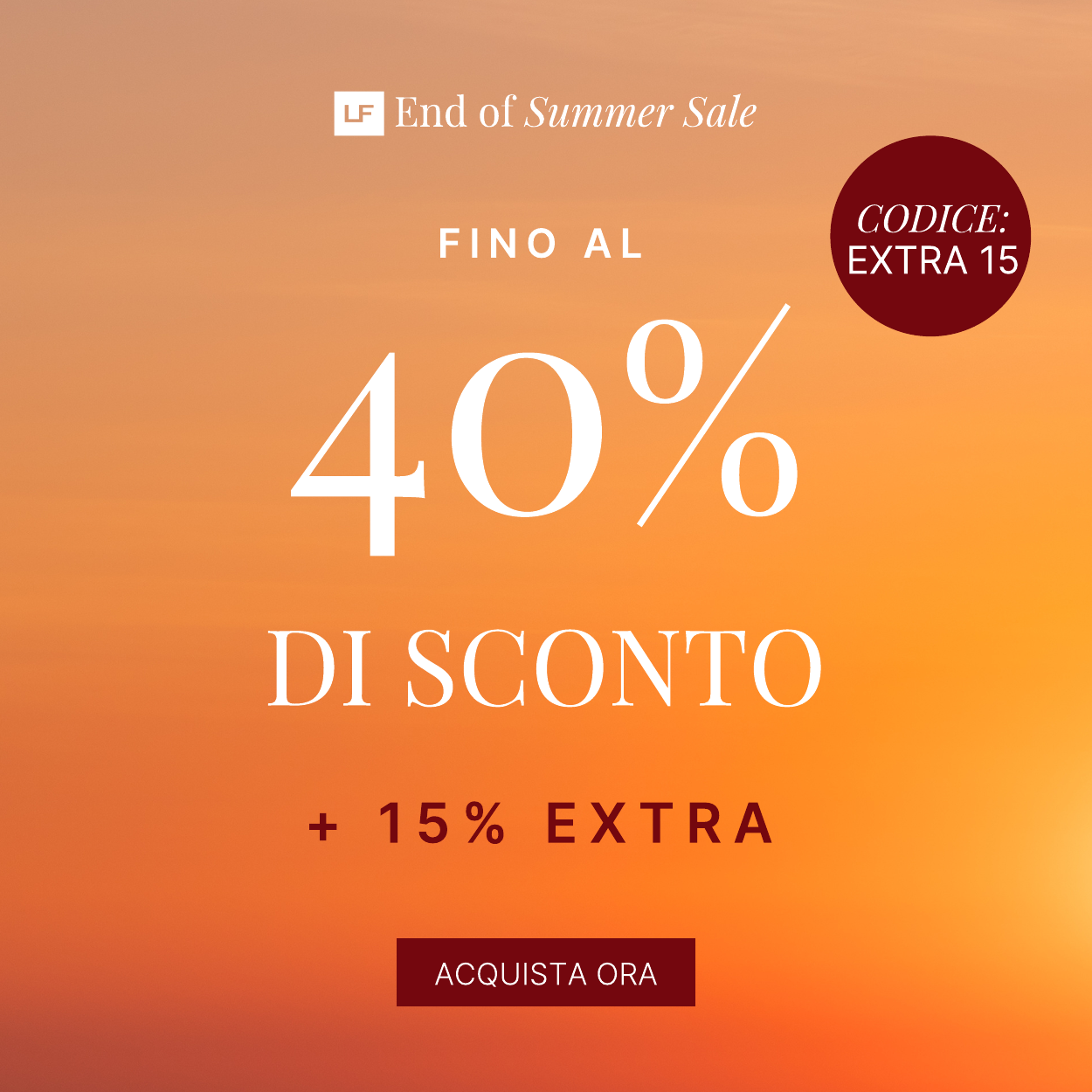 FINO AL 40 PER CENTO DI SCONTO