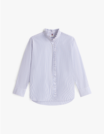 Camicia relaxed fit in popeline con ruches