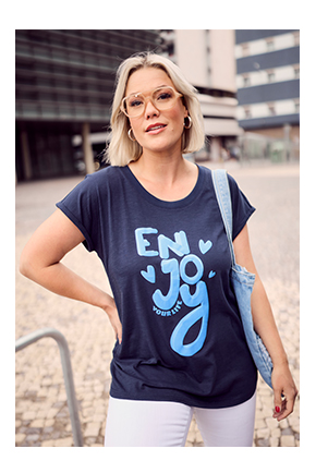 T-shirt dal taglio oversize con "Enjoy", scollo a girocollo e mezze maniche