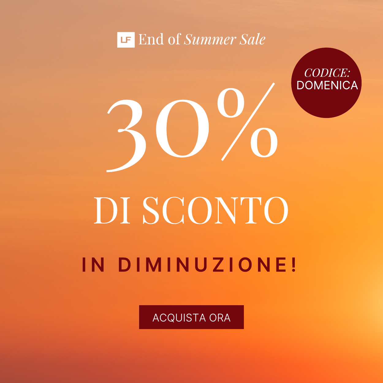 30 per cento di sconto a diminuzione