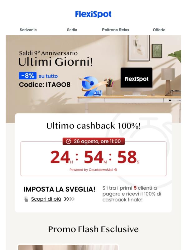 Ultima volta 50% cashback – Saldi 9º anniversario ultimi giorni🔥