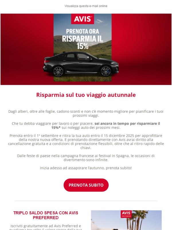 Promemoria: risparmia il 15% sui tuoi noleggi tutto l’anno