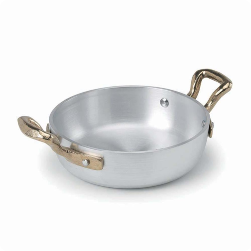 1932 Servizio In Tavola Tegamino Monoporzione In Alluminio Con Manici In Ottone - 10 cm