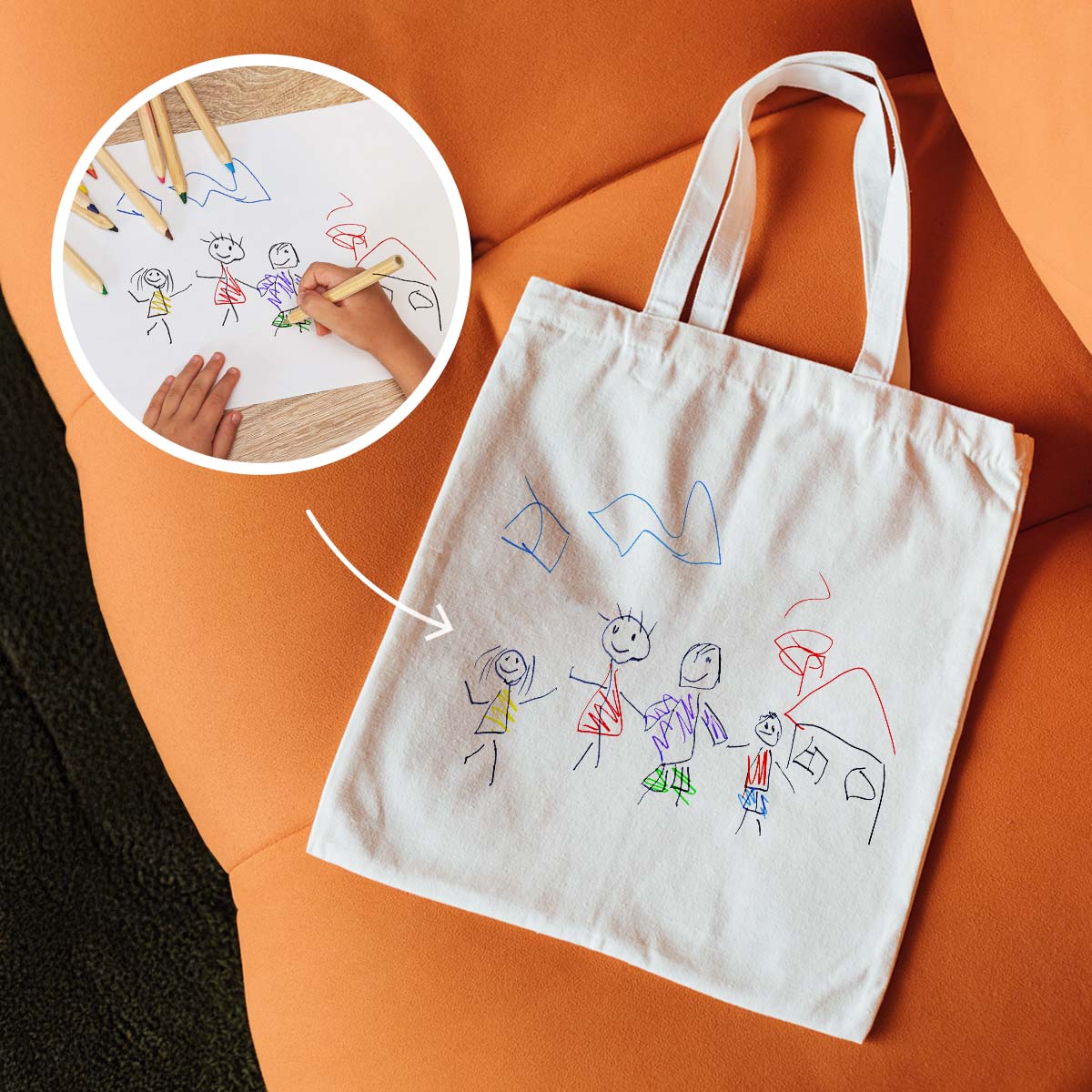 Image of Borsa Personalizzata Tote Bag con Disegno dei Bambini
