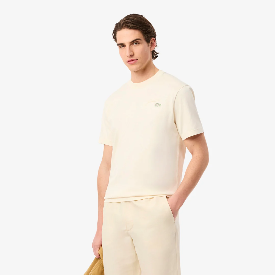 T-Shirt con Ricamo in Jersey Pesante / Avorio