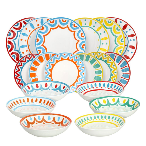 Madison Vietri Servizio Piatti In Porcellana Decorata - Set 18 Pz