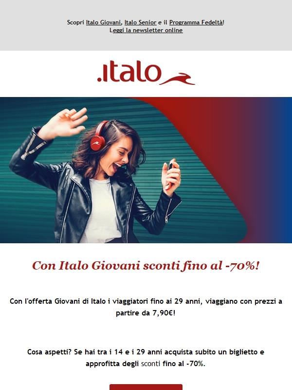 Italo Giovani: viaggia con sconti fino al -70%!