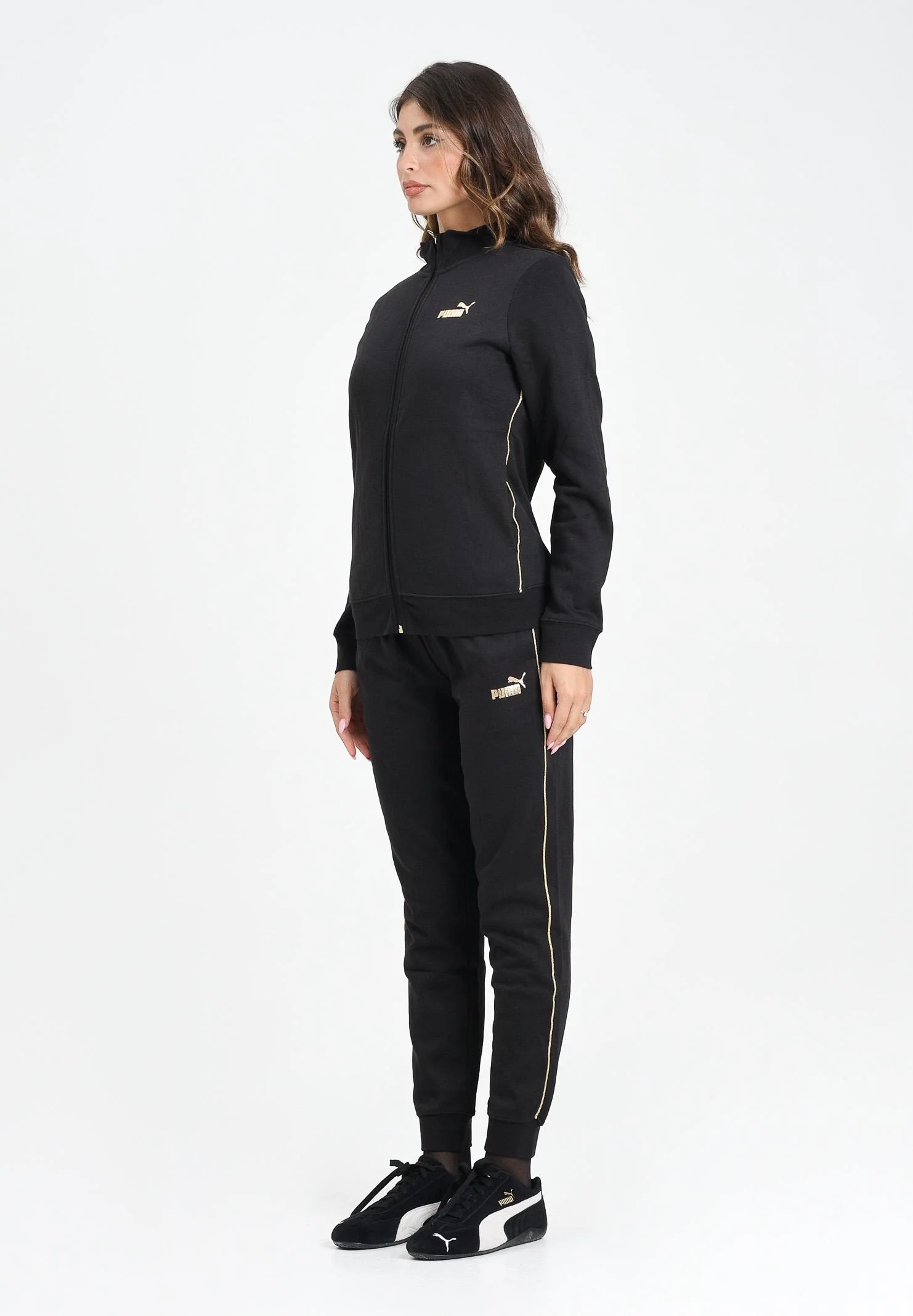 Image of PUMA Tuta Ess + Textured Foil FZ nera da donna