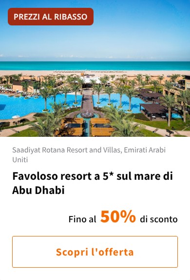 Favoloso resort a 5* sul mare di Abu Dhabi