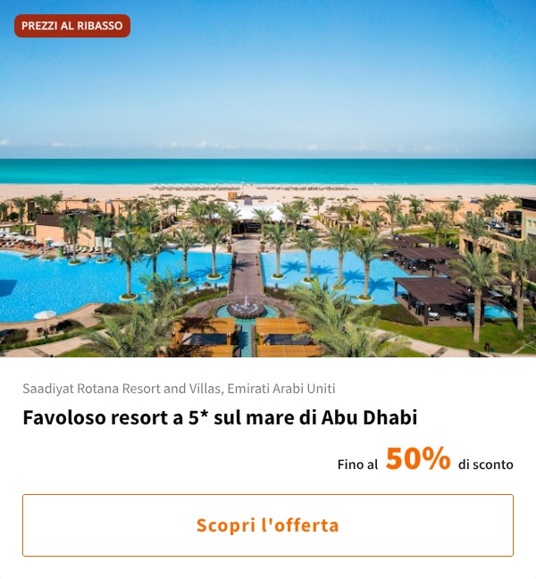 Favoloso resort a 5* sul mare di Abu Dhabi