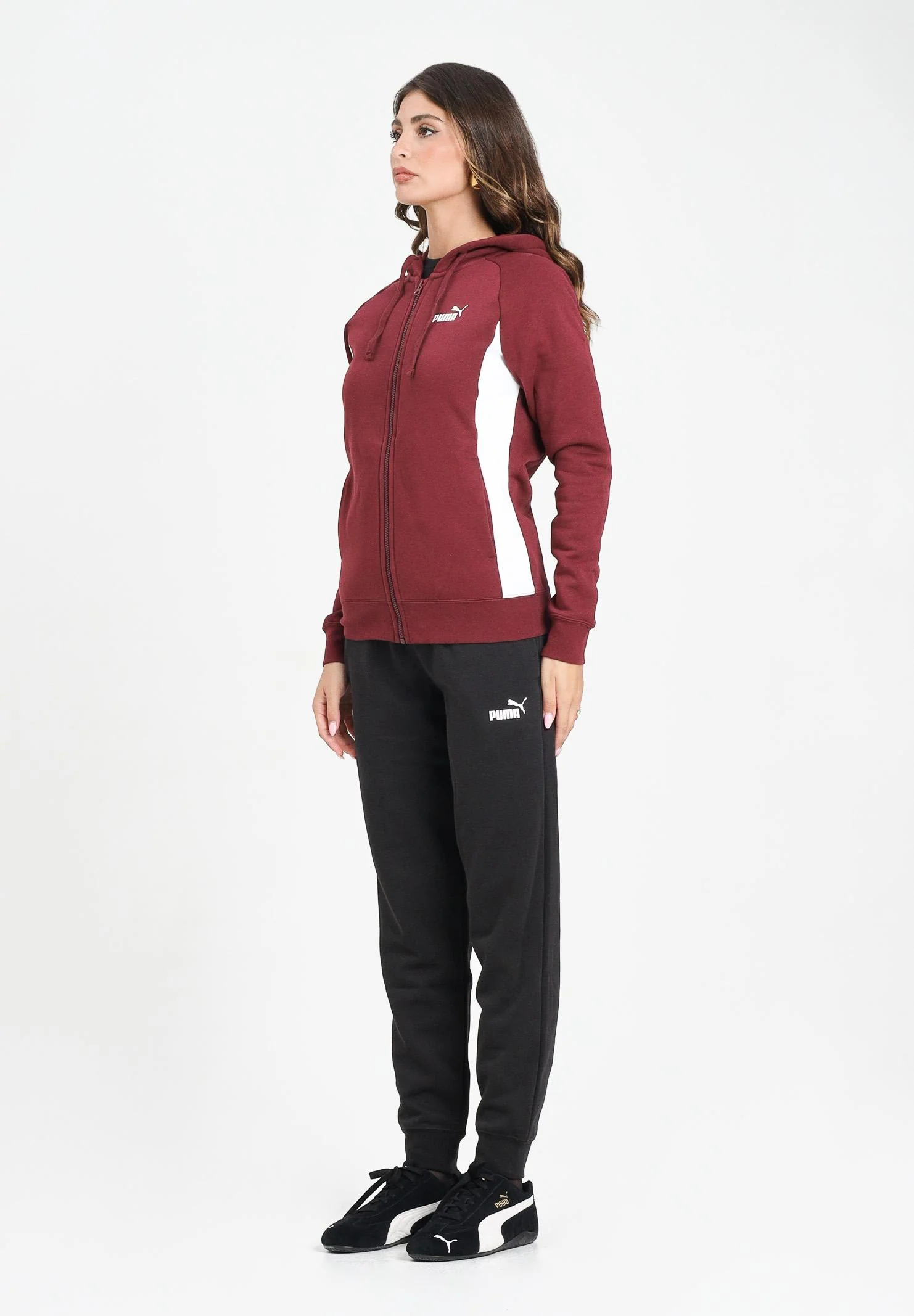 Image of PUMA Tuta sportiva bordeaux e nera da donna