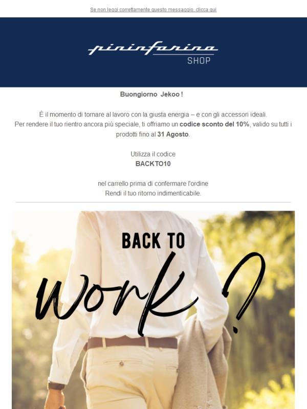 Back to Work... con lo sconto del 10%