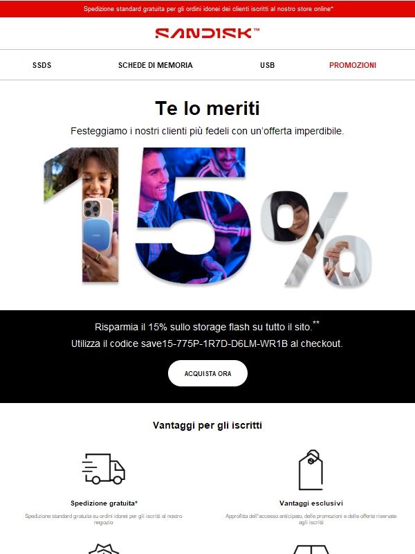 Approfitta dei tuoi vantaggi: sconto del 15% e molto altro!