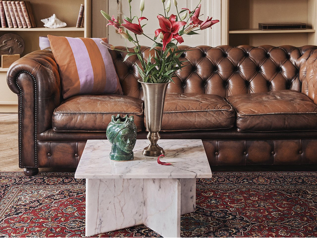 Unique oriental rug in a living room