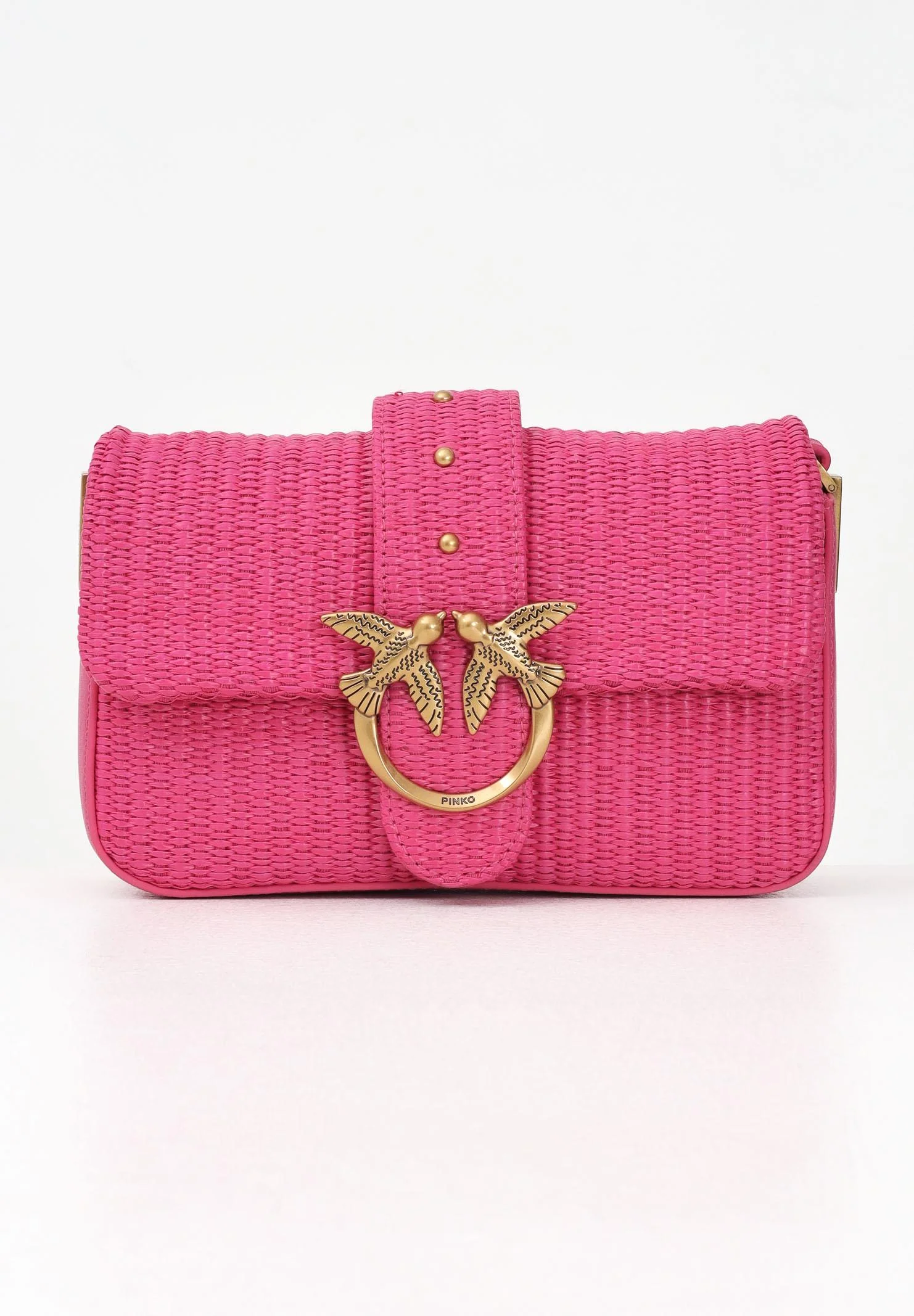 Image of PINKO Borsa a tracolla Love One Foldover fucsia da donna