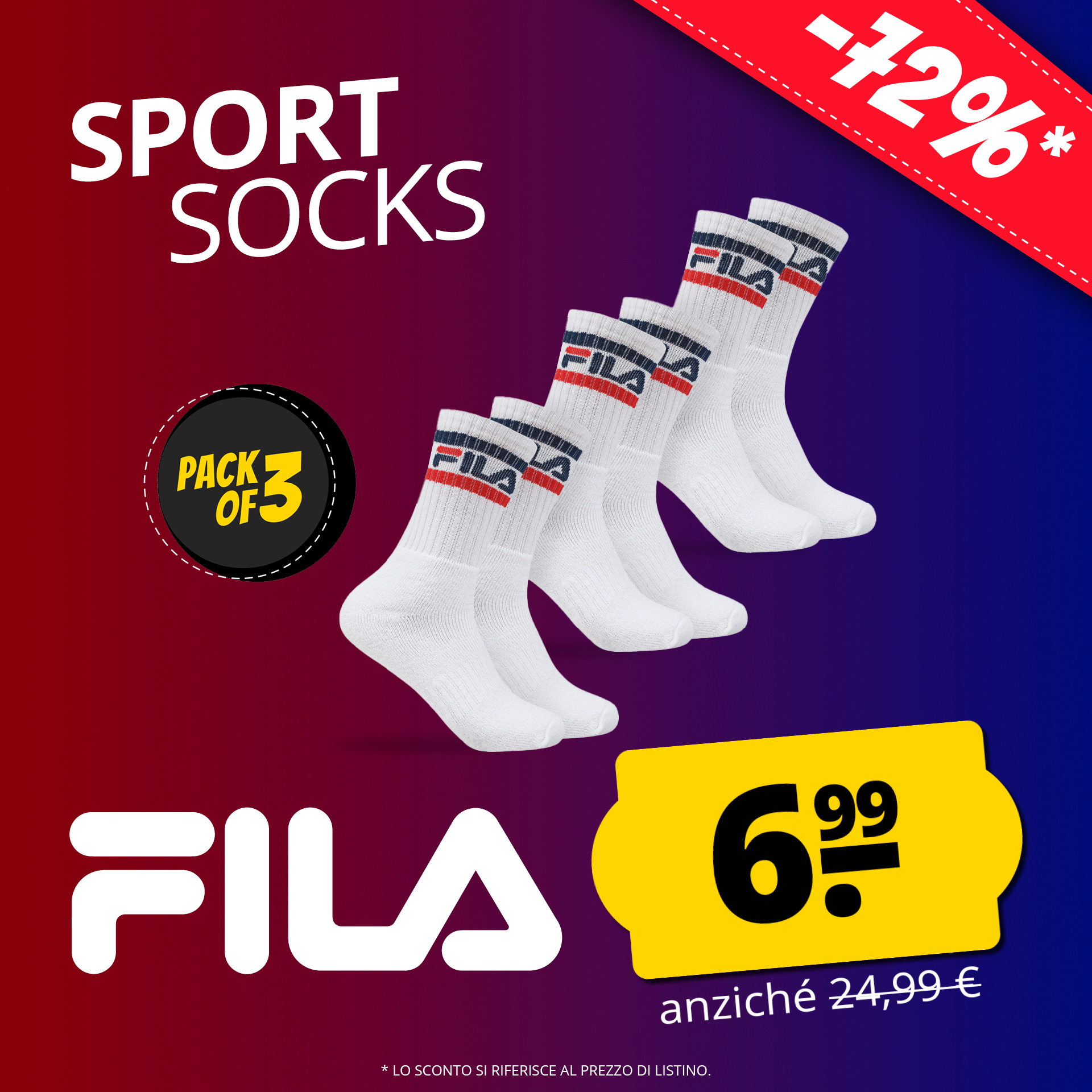 Fila unsiex calzini sportivi falk 3 paia