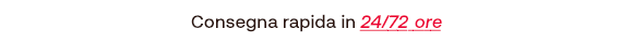 "Banner promozionale giallo con testo nero e rosso: 'Consegna rapida in 24/72 ore', con la scritta '24/72 ore' sottolineata in rosso."