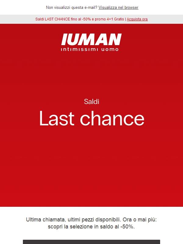 LAST CHANCE ⏳ Saldi tutto al -50%: ultimi giorni