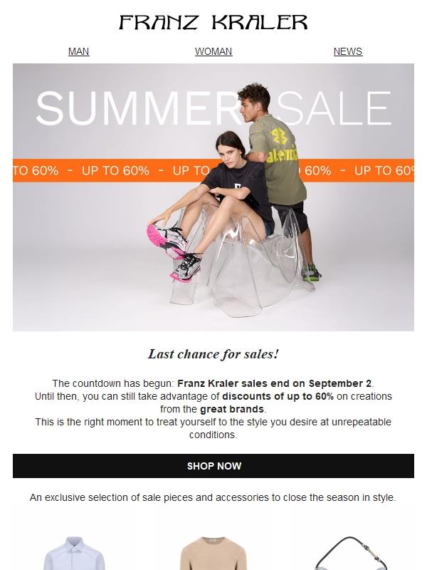 Last weekend of sales up to 60%