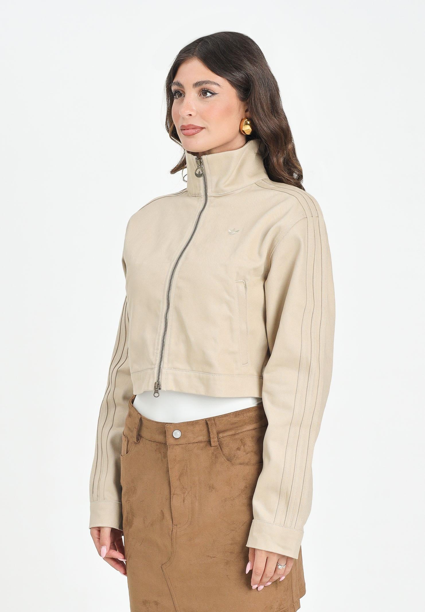 Image of ADIDAS ORIGINALS Giubbotto Firebird Twill Crop in denim beige da donna