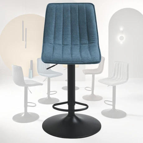 Set 2 Sgabelli Girevoli con Poggiapiedi, Altezza Regolabile cm 45x45x90