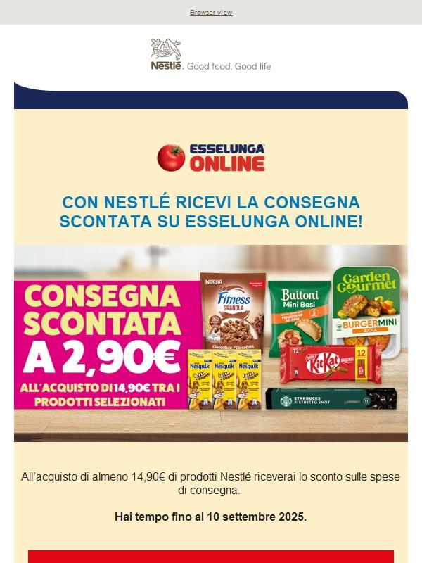 Approfitta della consegna scontata con Esselunga sui prodotti Nestlé!