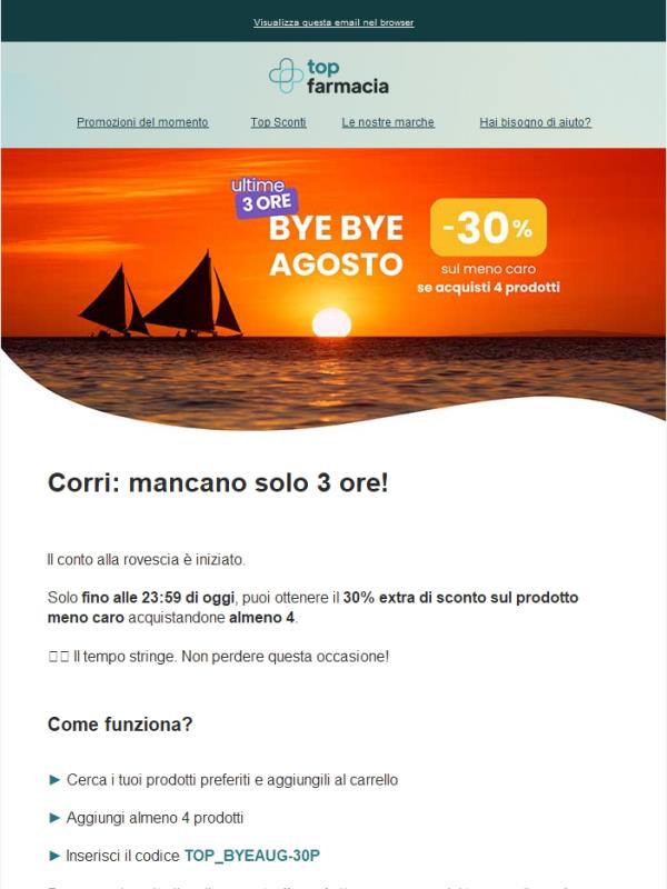 🚨 Ultime 3 ore per lo sconto -30%