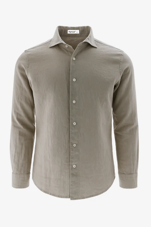 Camicia in Puro Lino Regular fit / Tortora