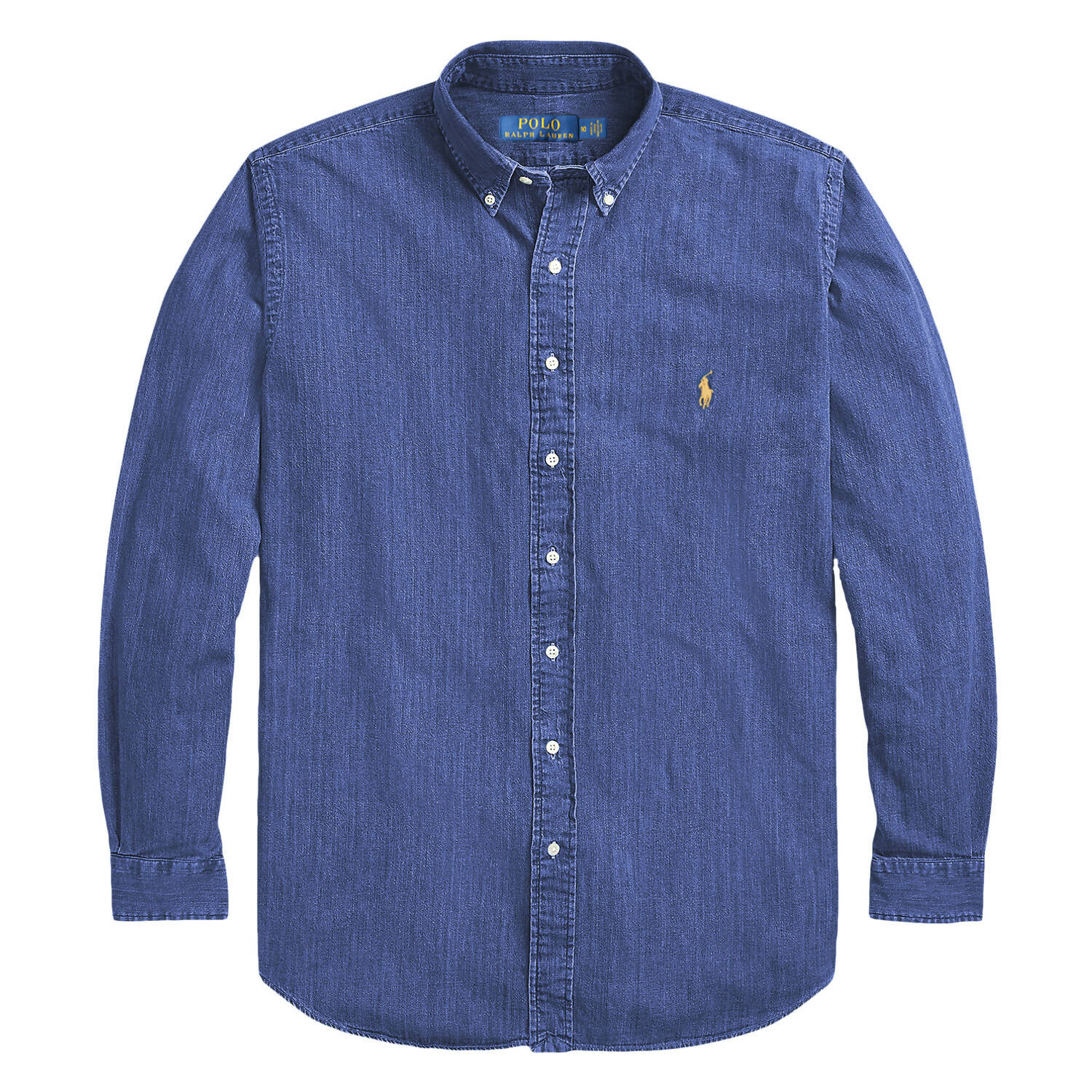 Camicia Uomo In Jeans Ralph Lauren Slim Fit Camicia Casual Con Logo Ricamato Colletto Botton Down Blu Navy Vestibilità Slim