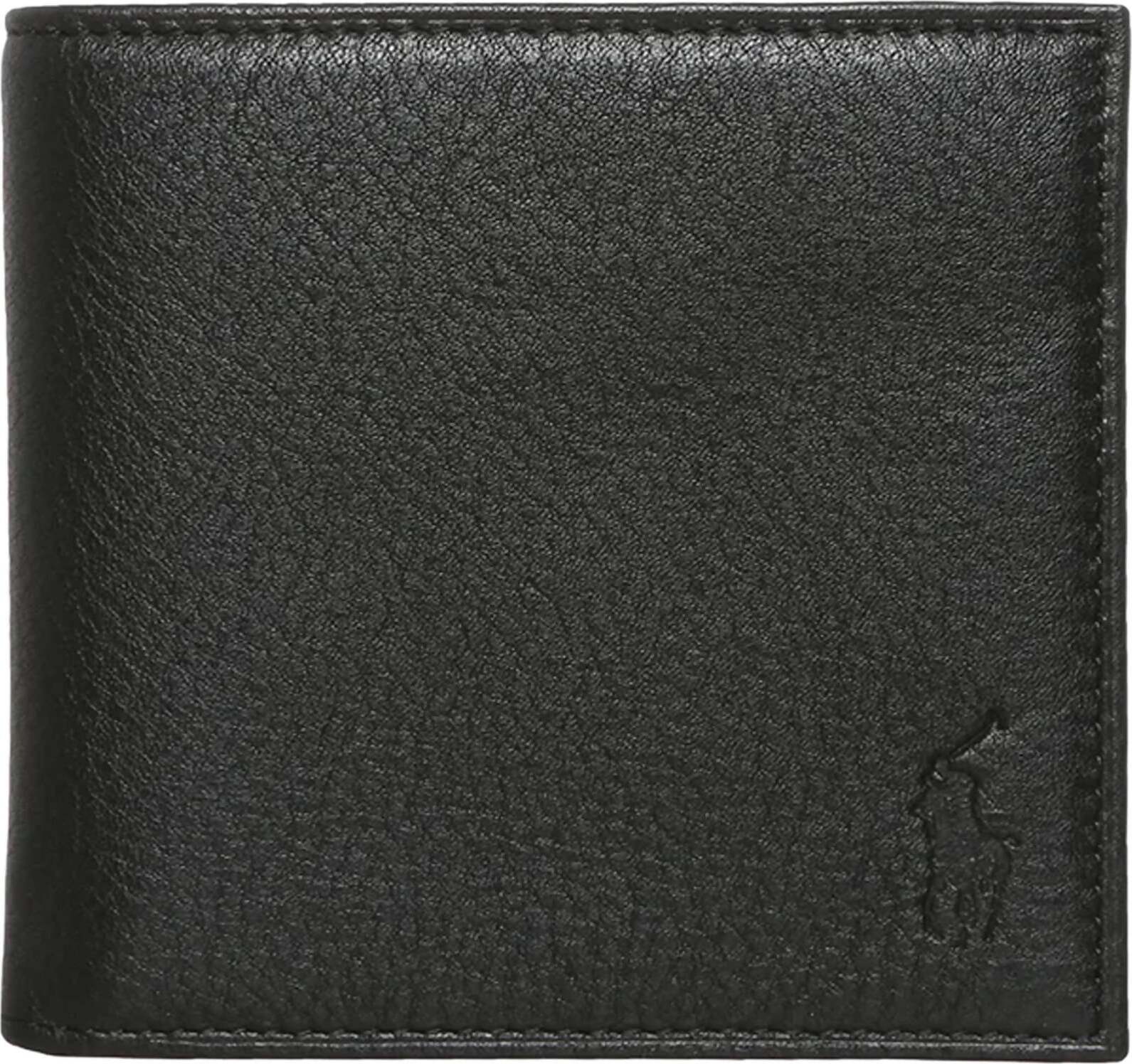 Polo Ralph Lauren Billfold Portafoglio Uomo Con Tasca Portamonete 100% Pelle Nera Porta Carte Di Credito Nero