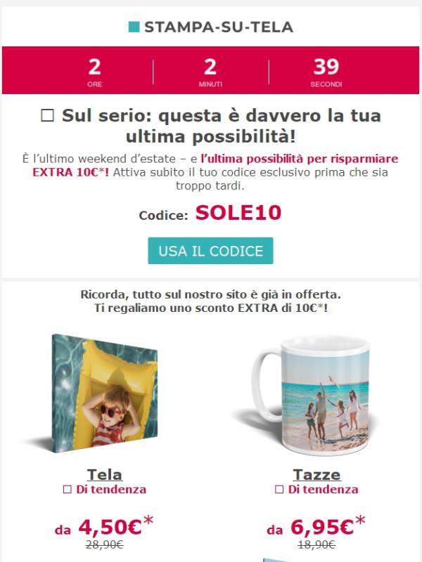 Solo oggi: usa il codice SOLE10!