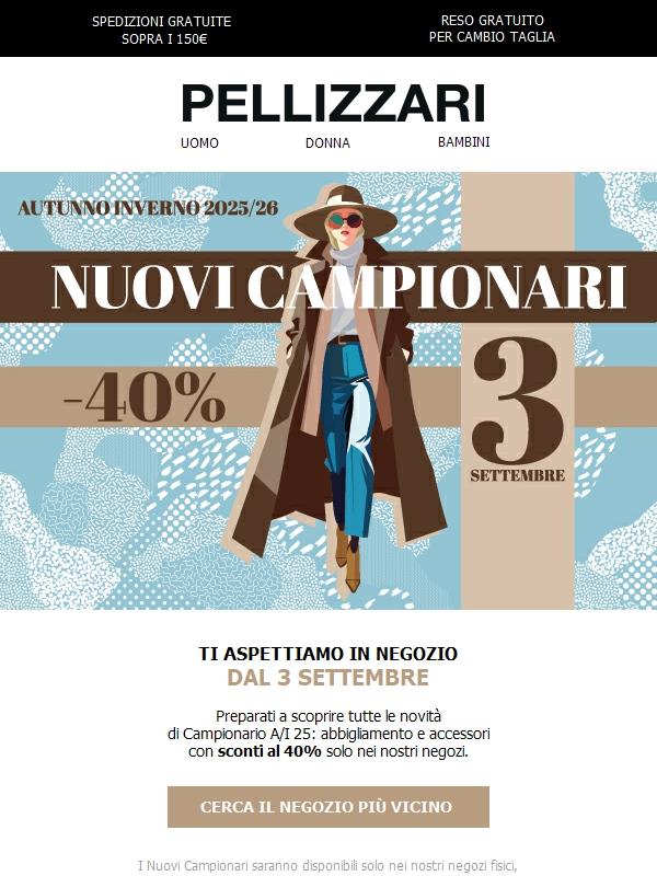 CAMPIONARI invernali dal 3 Settembre in Negozio