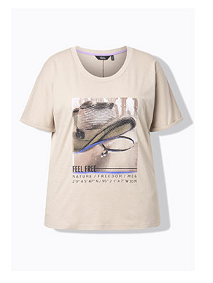T-shirt dal taglio oversize con cappello da cowboy, scollo a girocollo e mezze maniche