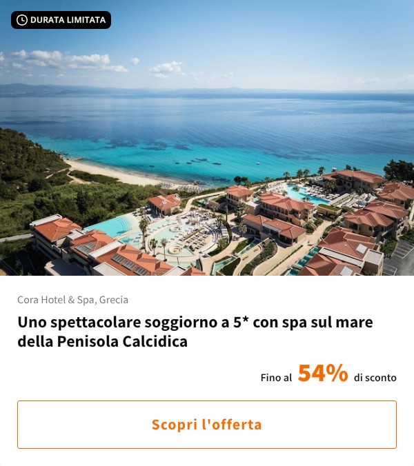 Uno spettacolare soggiorno a 5* con spa sul mare della Penisola Calcidica