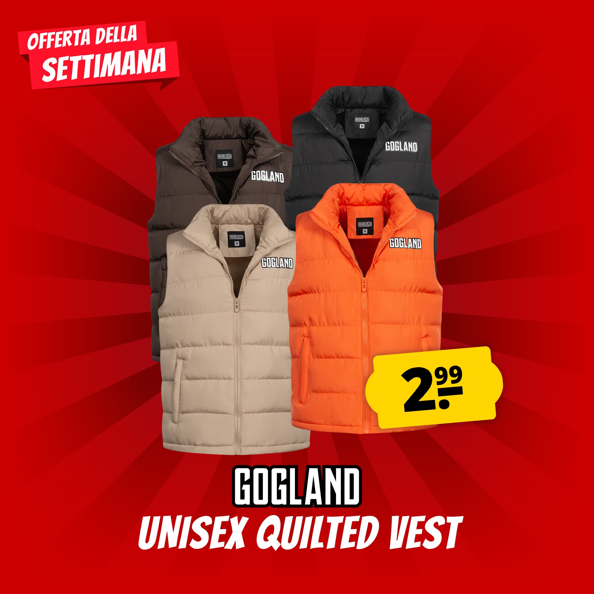 Gogland tjoern unisex smanicato trapuntato