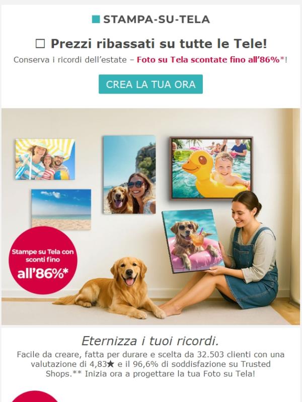 Sconti esclusivi su tutte le Foto su Tela!