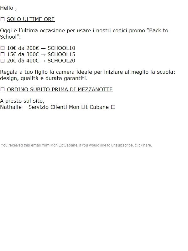 🚨 Il tuo codice sconto scade questa sera!