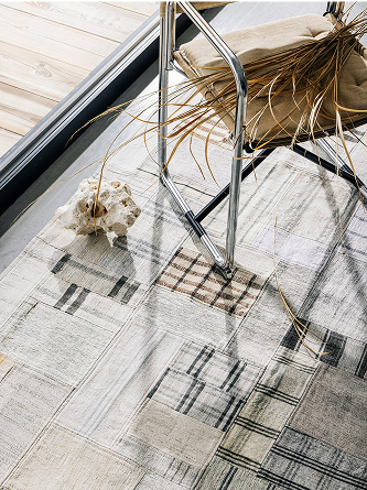 Close up on a patchwork rug