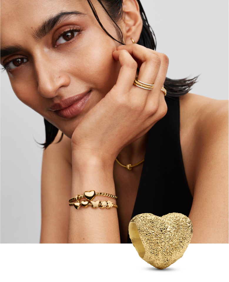 Model is wearing Pandora Jewelry