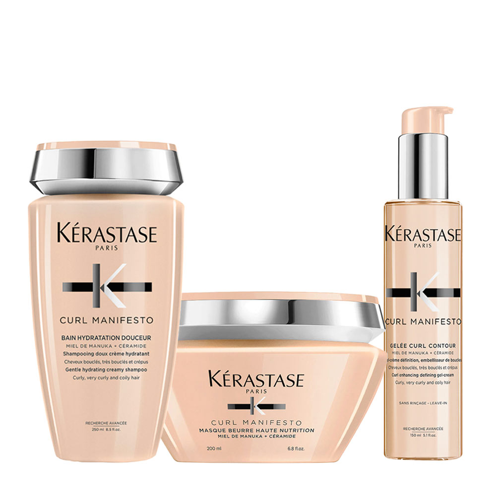 Image of Kerastase Curl Manifesto Shampoo 250ml Mask 200ml Gel 150ml