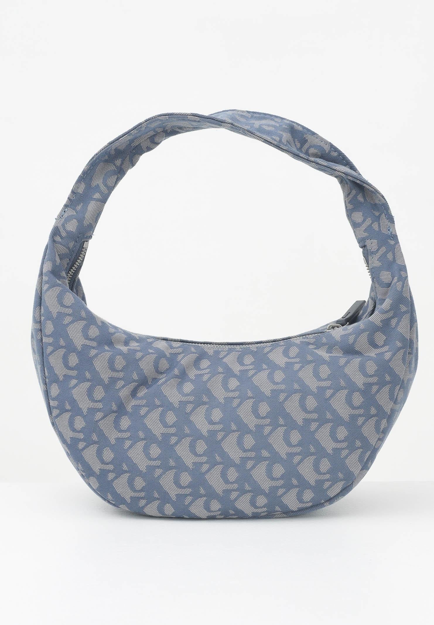 Image of CALVIN KLEIN Borsa a spalla blu da donna con motivo jacquard all-over