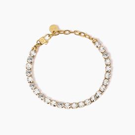 STYLE 12   Bracciale tennis in acciaio dorato con cristalli bianchi