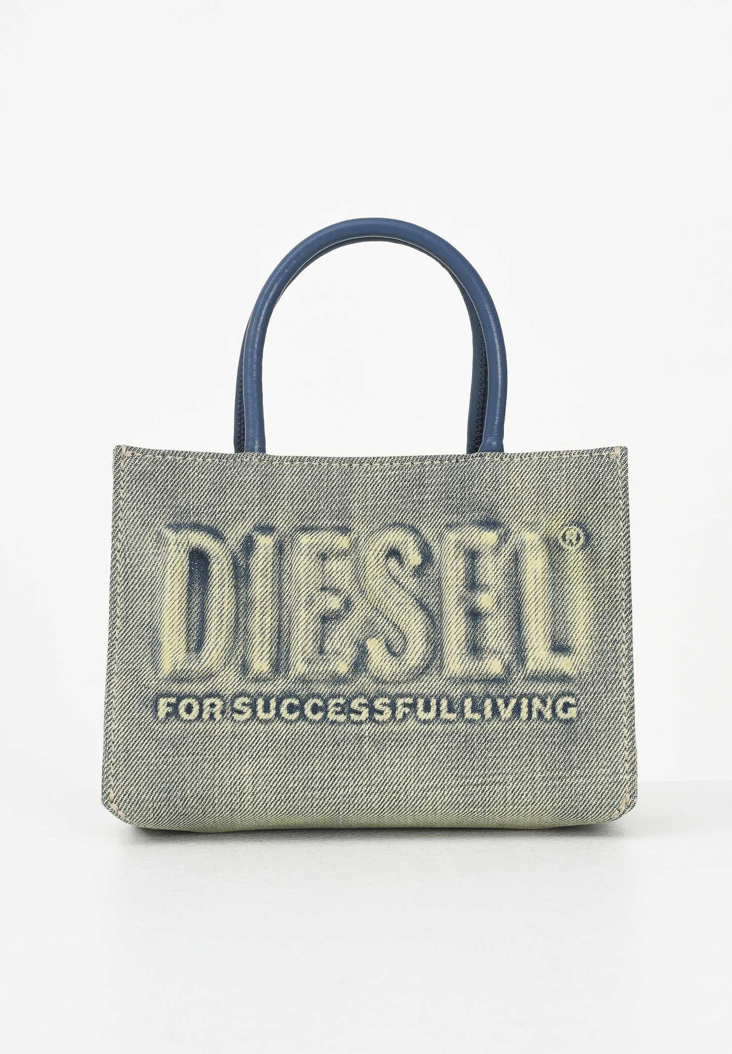 Image of DIESEL Borsa DSL 3D in denim solarizzato da donna con logo istituzionale