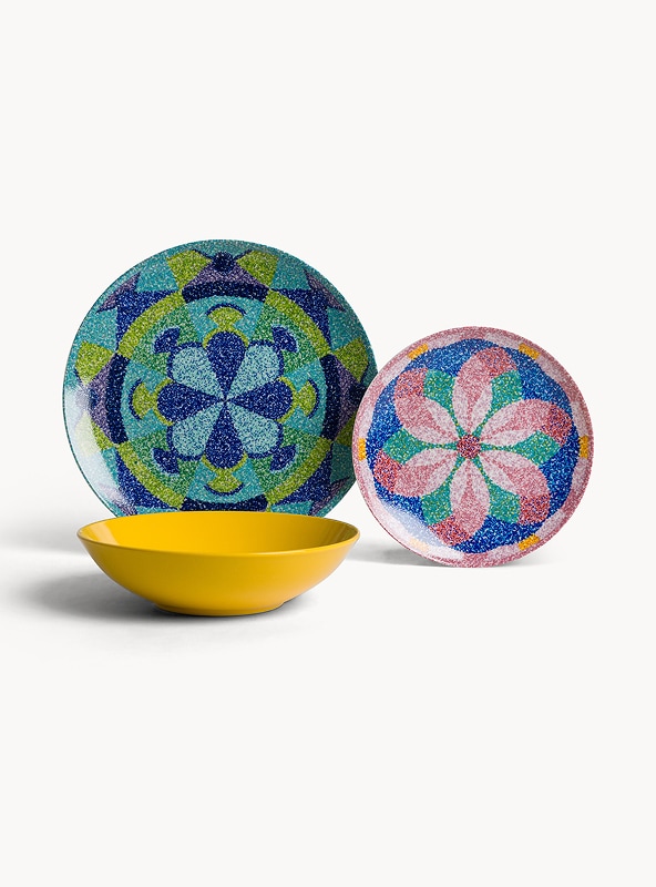 Set 18 piatti in porcellana e stoneware Seurat