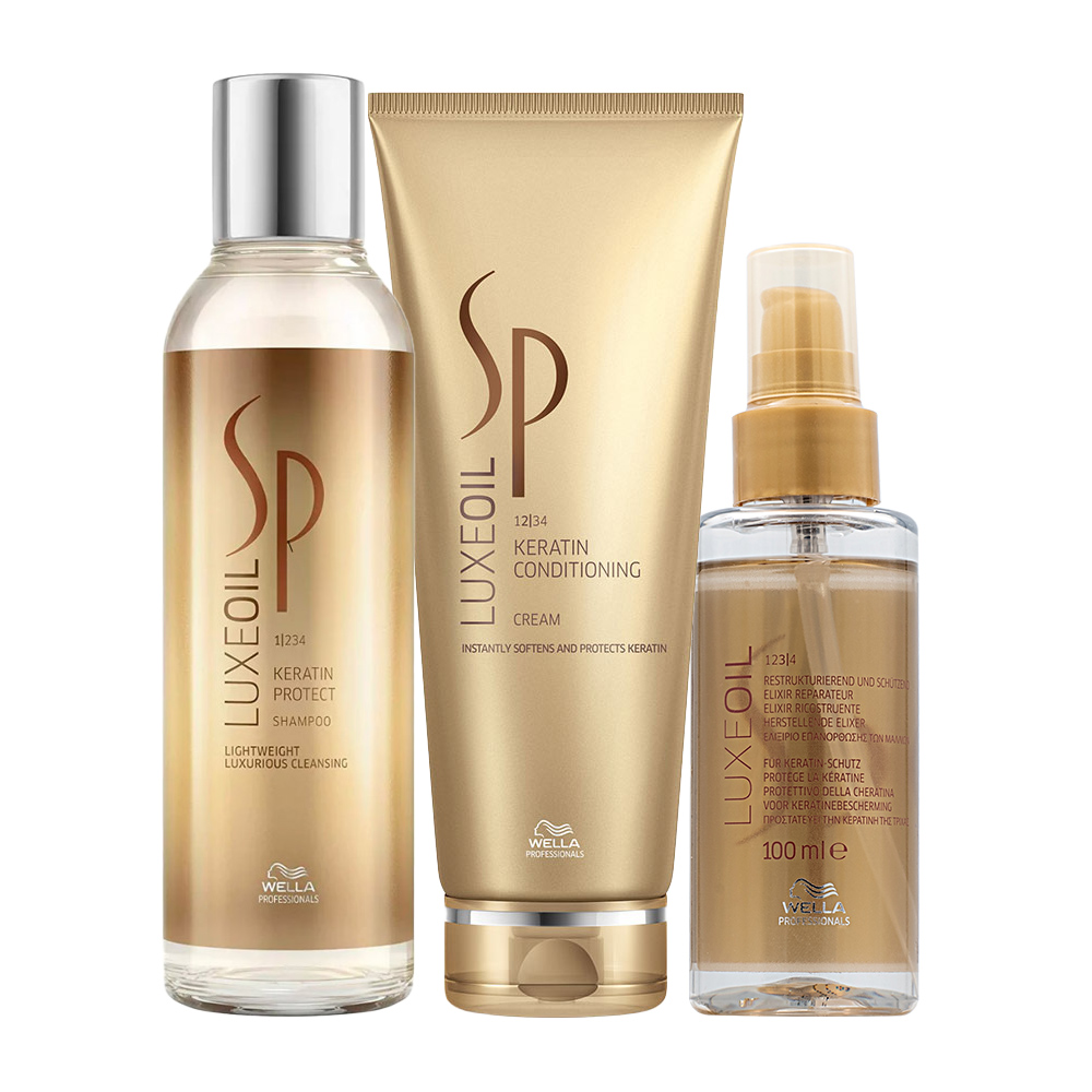 Image of Wella SP Luxe Oil Keratine Protect Shampoo 200ml Conditioning Cream 200ml Elixir 100ml
