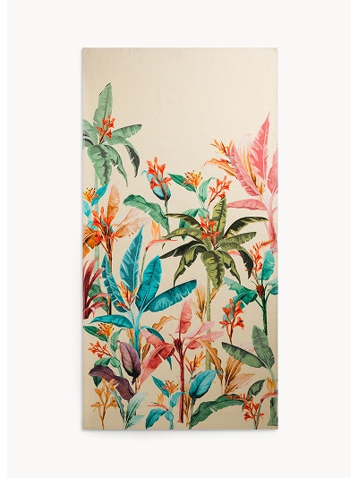 Telo mare in cotone stampa palme