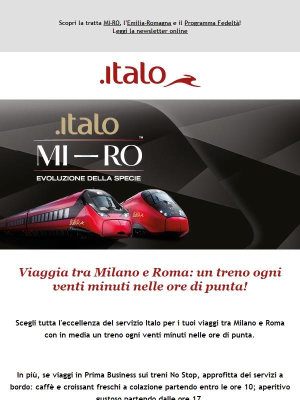 Milano - Roma più vicine che mai con Italo MI-RO!