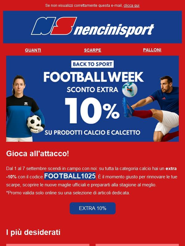 ⚽ Football Week: -10% extra su tutto il calcio!