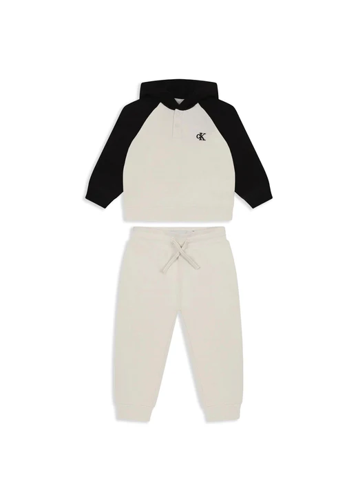 Calvin Klein Kids Felpa con Pantaloni Beige per Neonati
