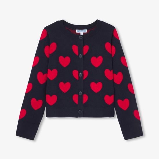 Cardigan jacquard cuore bambina
